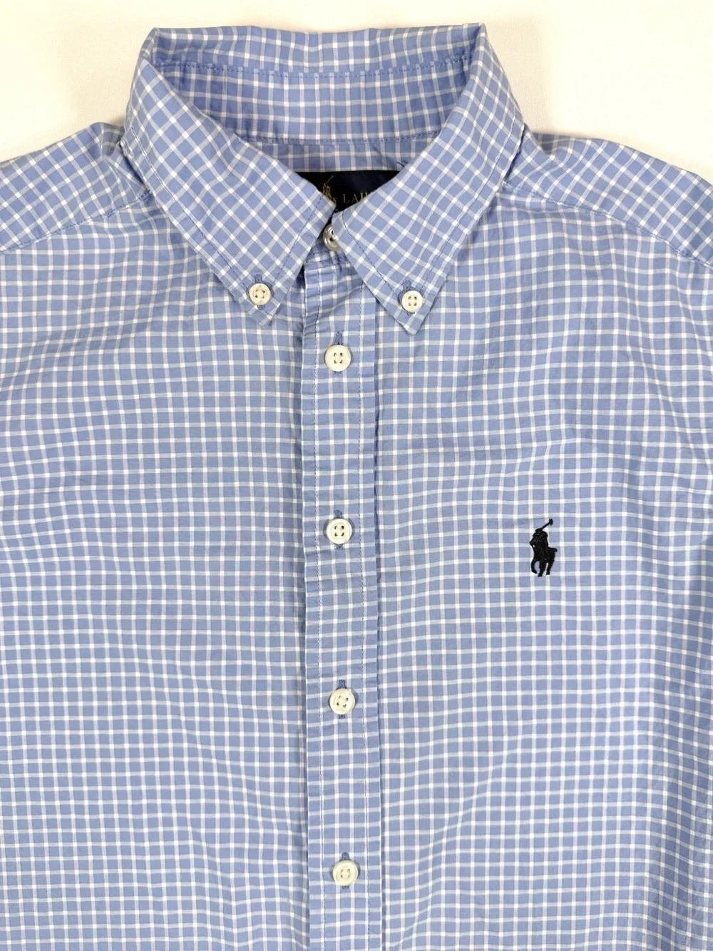 RALPH LAUREN Boys Blue Check Button Down Shirt M 10-12 Preppy Classic Coastal